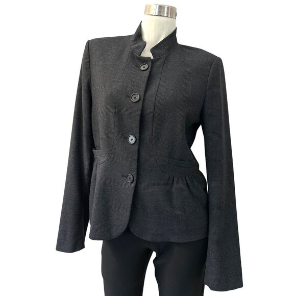 LOFT Ann Taylor ~ Women’s Gray Button-Front Peplum Blazer Size 6 Long Sleeve - Picture 1 of 11